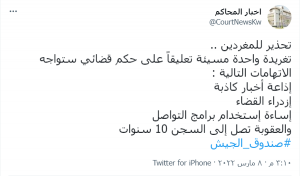 السلطات الكويتية ترهب المواطنين: ممنوع التغريد.. وإلا فالسجن